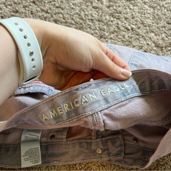 Pink American eagle mom shirt style denim jean shorts - Picture 6 of 8